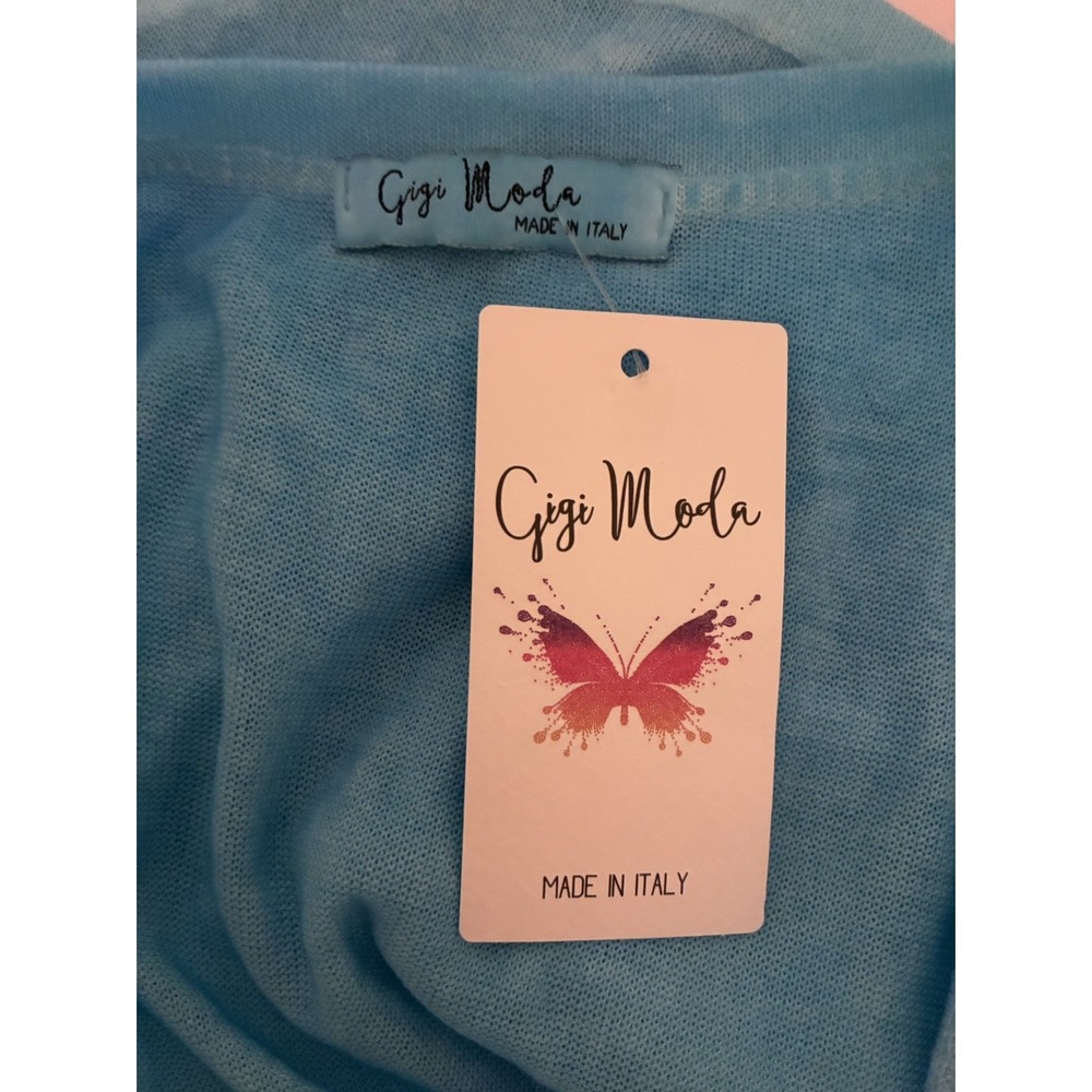 Gigi Moda teal and sparkle Sleeveless v neck tank top NWT One Size - Picture 2 of 7